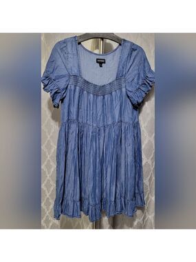 Poison Mushroom - Vintage Shades of Blue Denim Dress